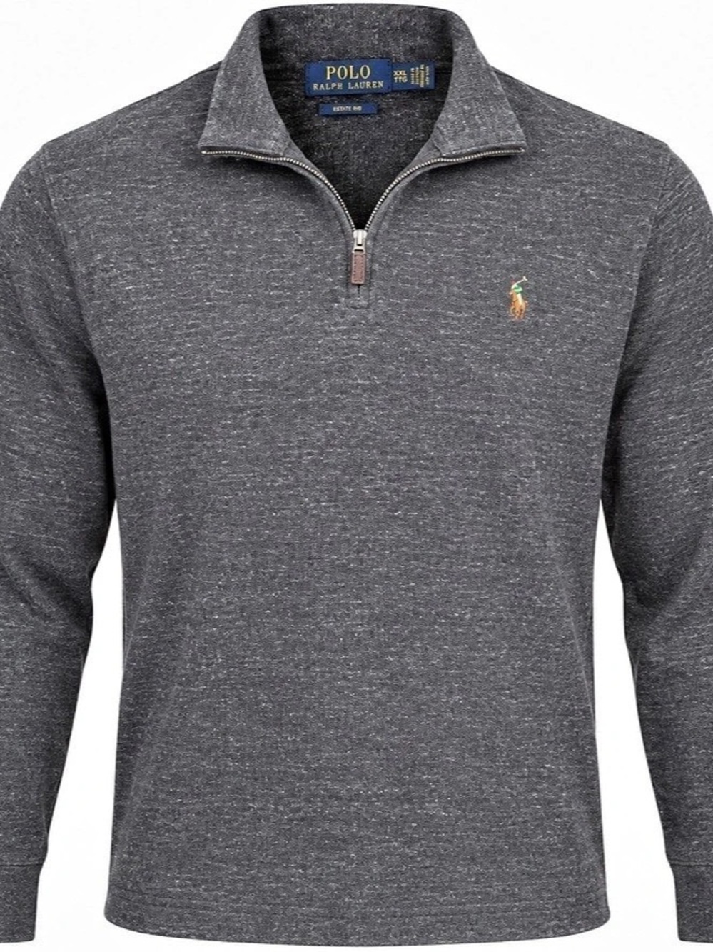 Polo Ralph Lauren Estate Rib Quarter Zip Pullover Men XXL Gray Cotton Pony